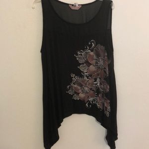 Flower print sleeveless top